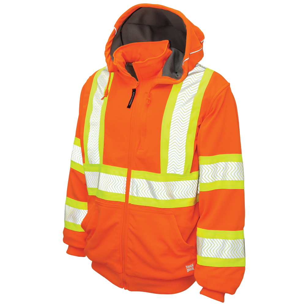 Hi-Vis Fleece Thermal-Lined Full-Zip Work Safety Hoodie - SJ16