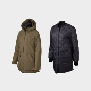 Forest Women's Plush Pile-Lined Hoodie WJ43 and Fluorescent Orange Quilted Safety Freezer Jacket SJ47