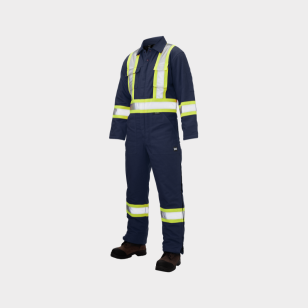 Navy High Visibility Duck Insulated Safety Coverall S787