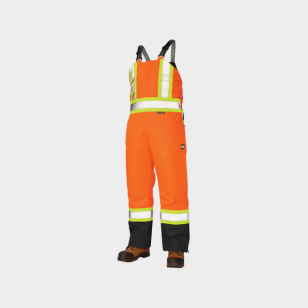 Fluorescent Orange Poly Oxford Insulated Safety Bib Overall S798