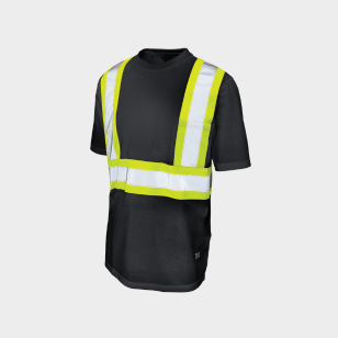 Black High Visibility Micro Mesh Short-Sleeve Safety T-Shirt with Pocket S392