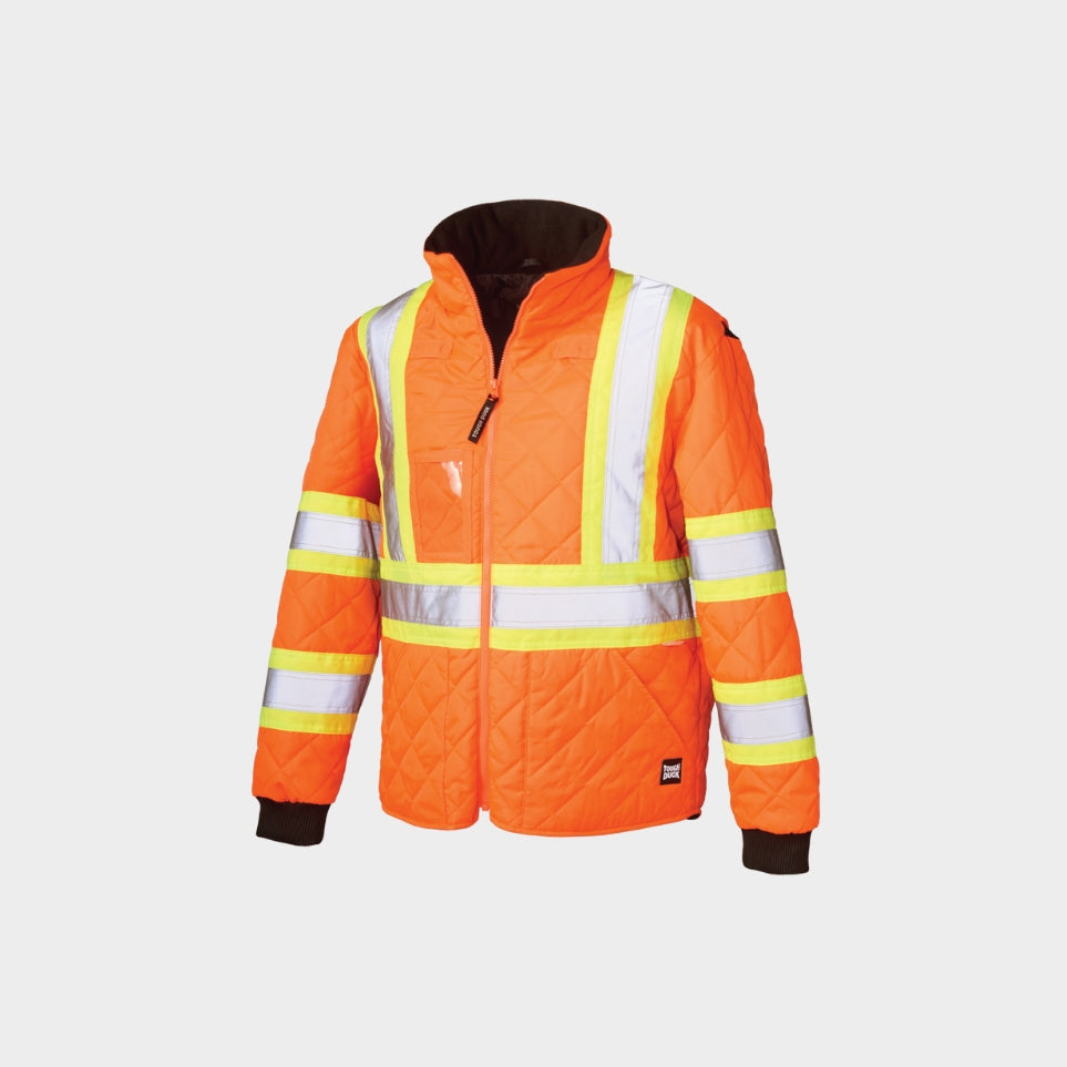 Fluorescent Orange Quilted Safety Trucker Jacket SJ48