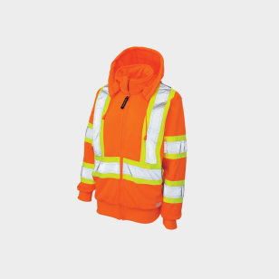 Fluorescent Orange High Visibility Women's Fleece Safety Hoodie SJ42