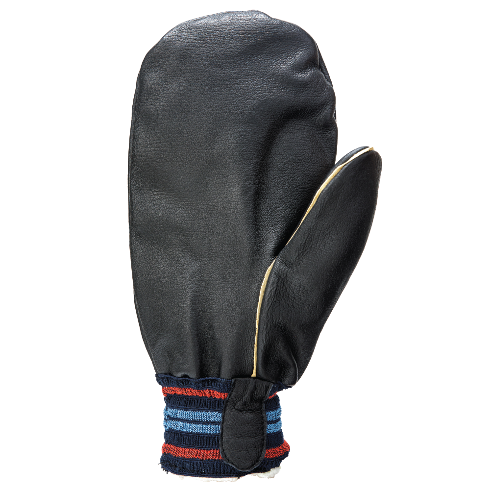 Black Comfort Pile-Lined Leather Mitt G374 Back image