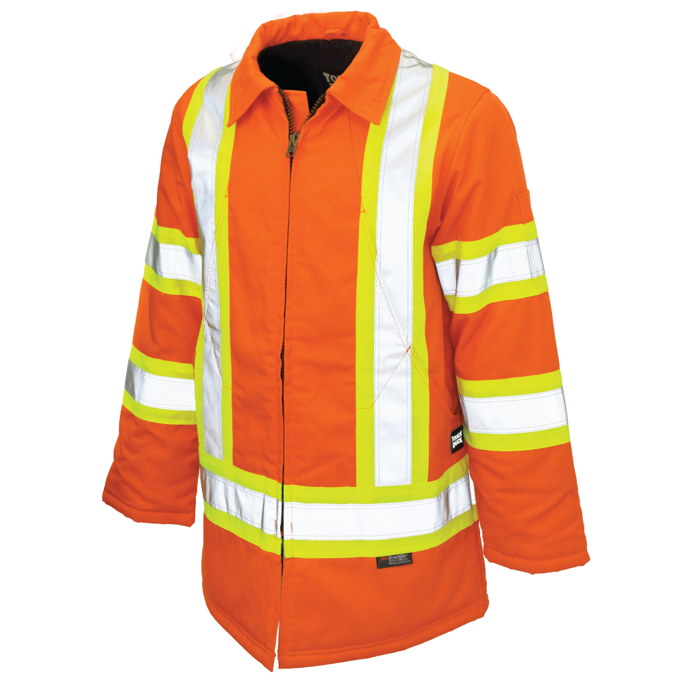 Hi-Vis Cotton Duck Quilted Winter Work Safety Parka - S157 | Tough