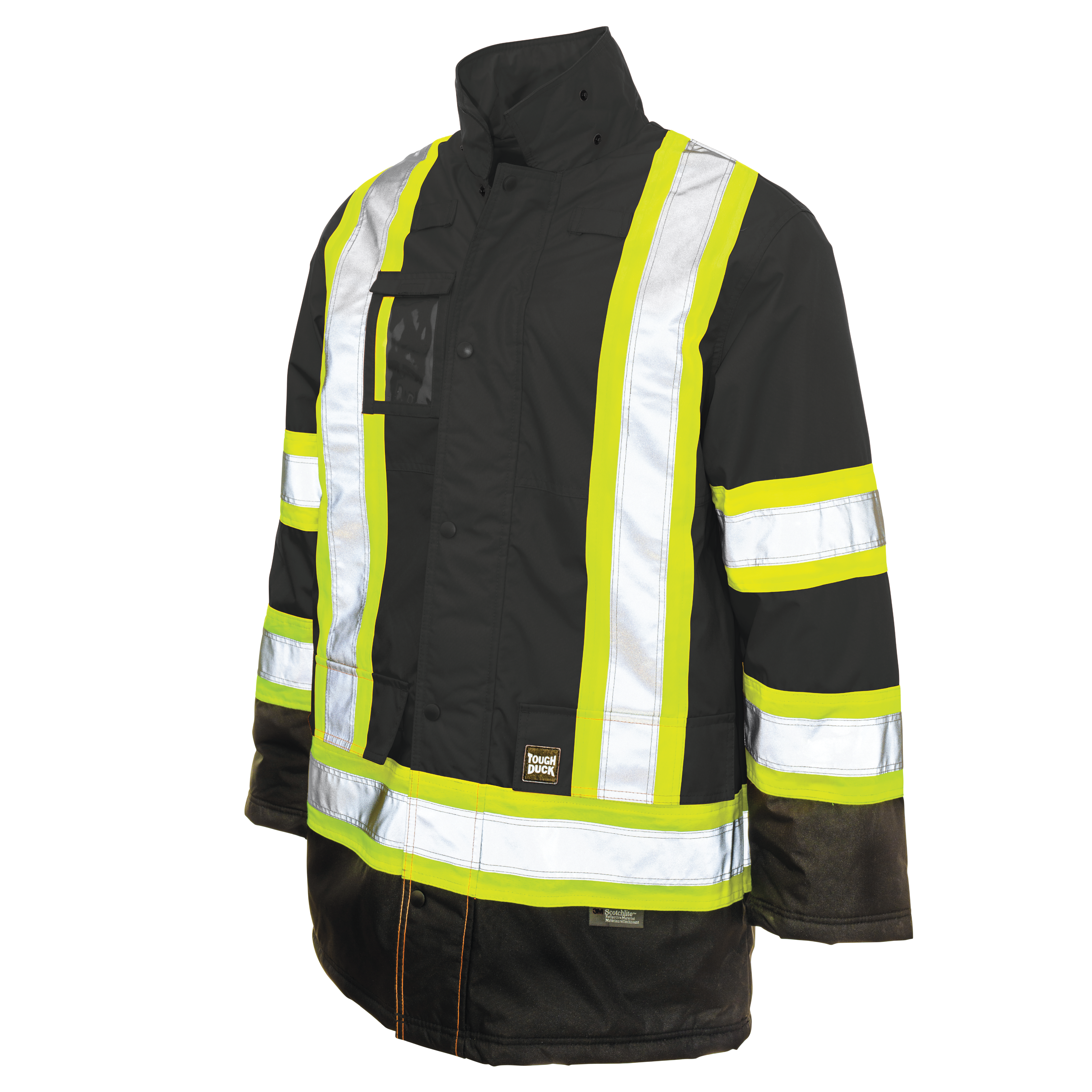 Black Poly Oxford Lined Safety Parka S176 Front without hood image