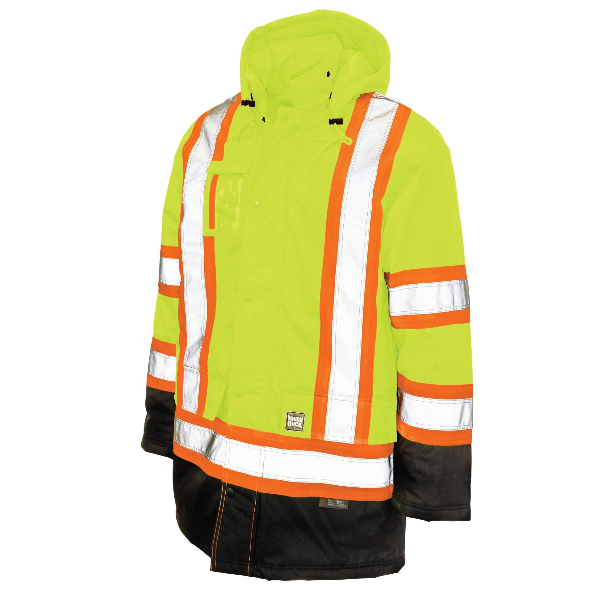 Tough Duck Poly Oxford Lined Safety Parka - Fluorescent Yellow