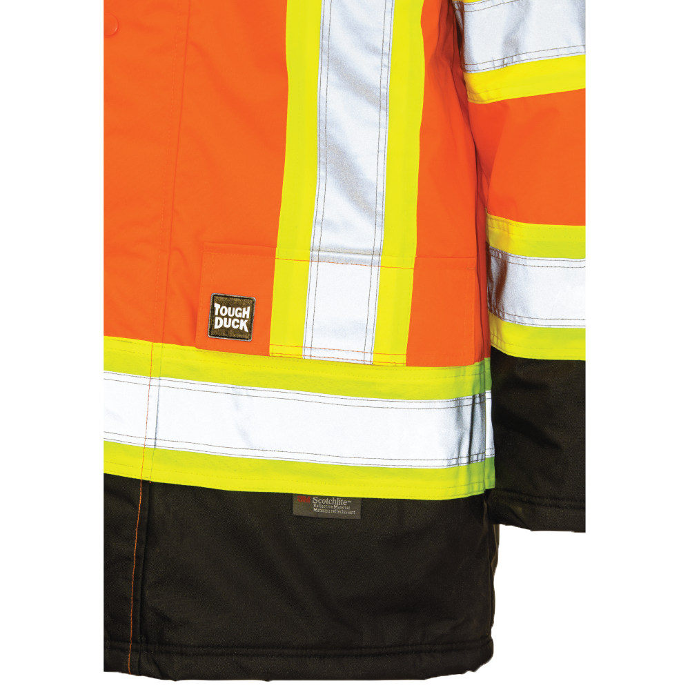 Welt pockets on poly oxford safety parka