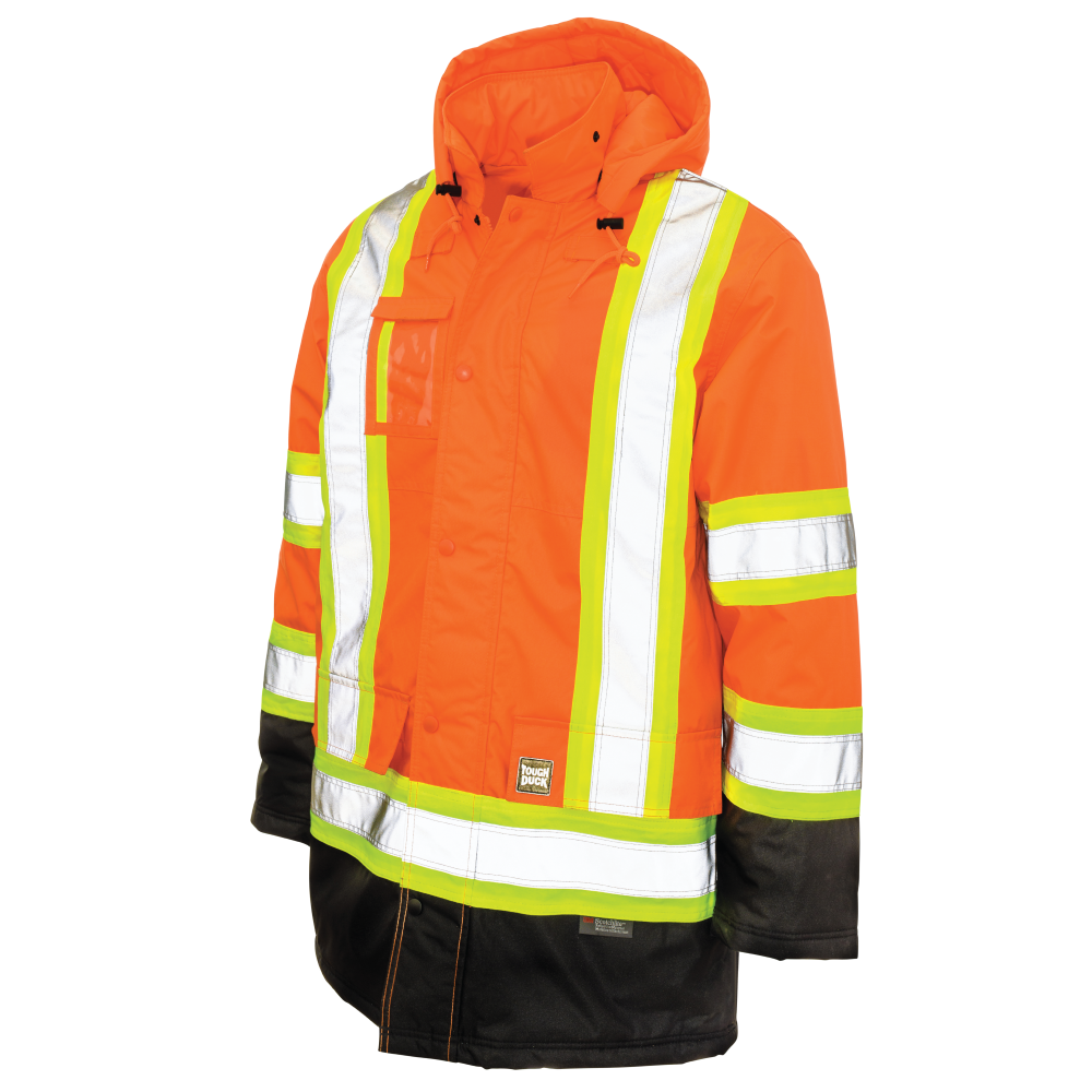 Fluorescent Orange poly oxford safety parka