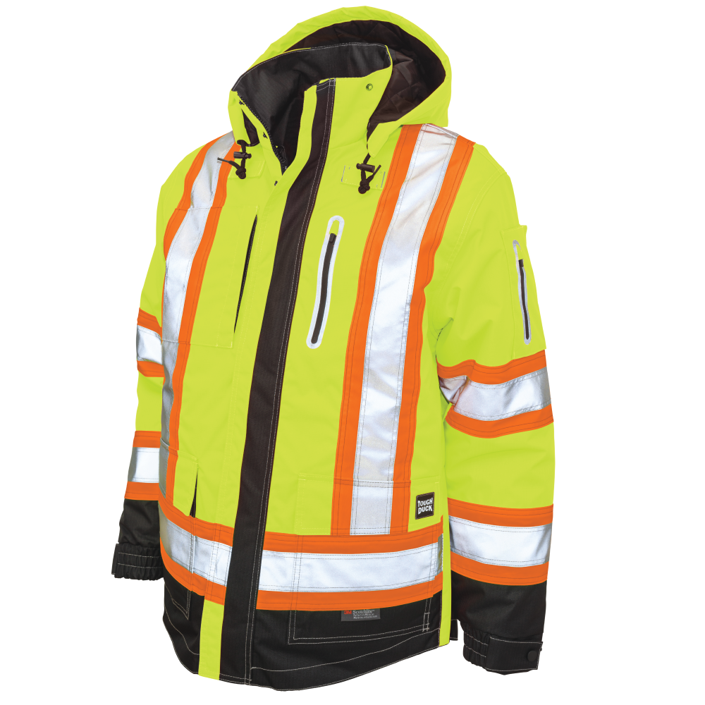 Fluorescent Green ripstop 4-in-1 safety jacket