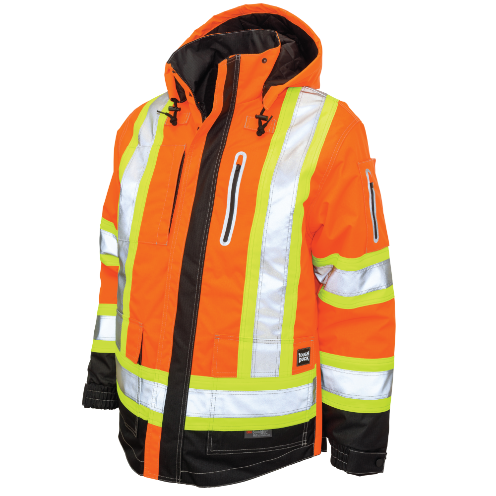 Fluorescent Orange ripstop 4-in-1 safety jacket