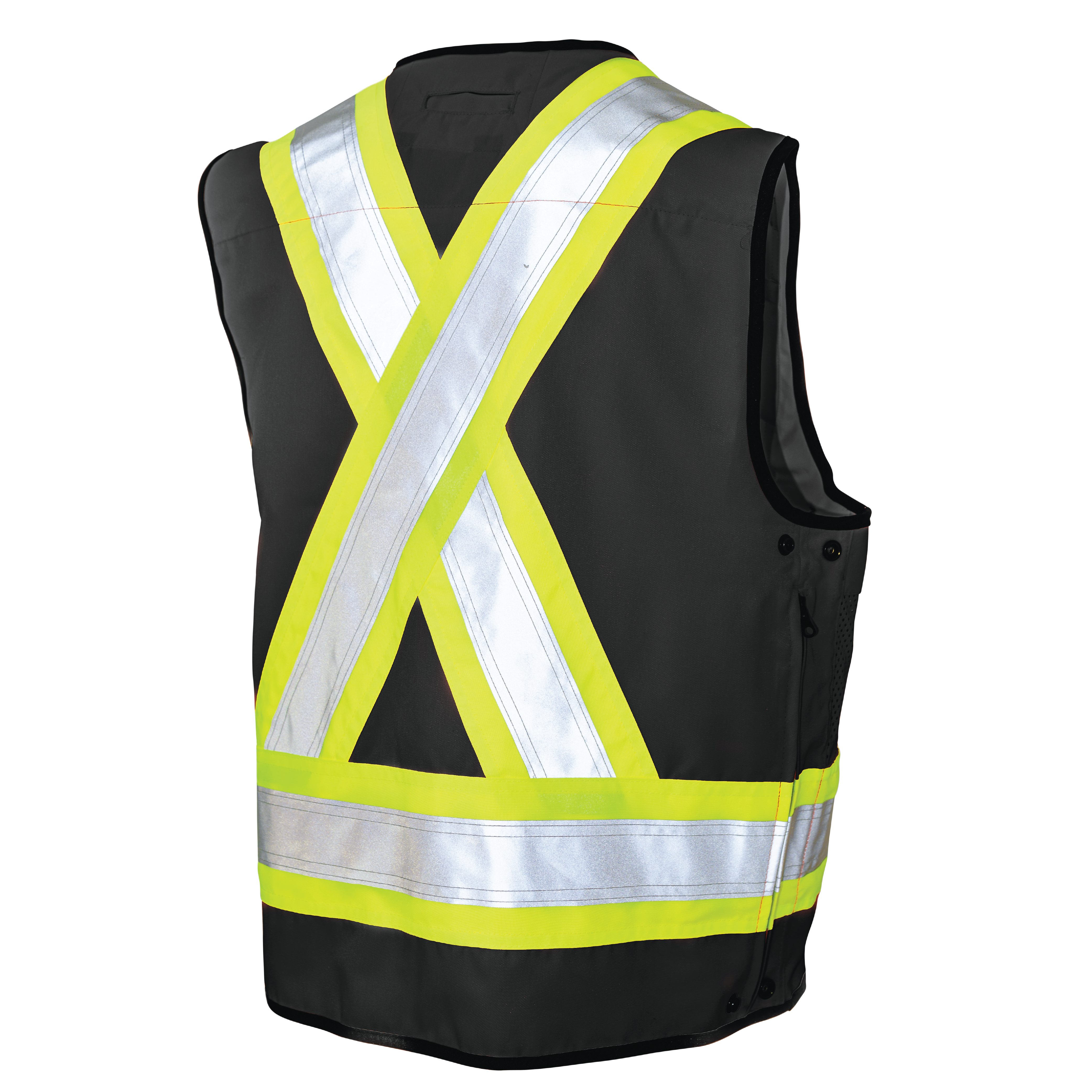 Black Poly Twill Surveyor Safety Vest S313 Back image