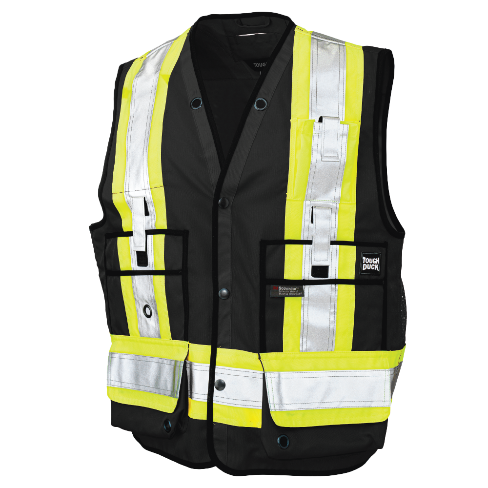 Black poly twill surveyor safety vest