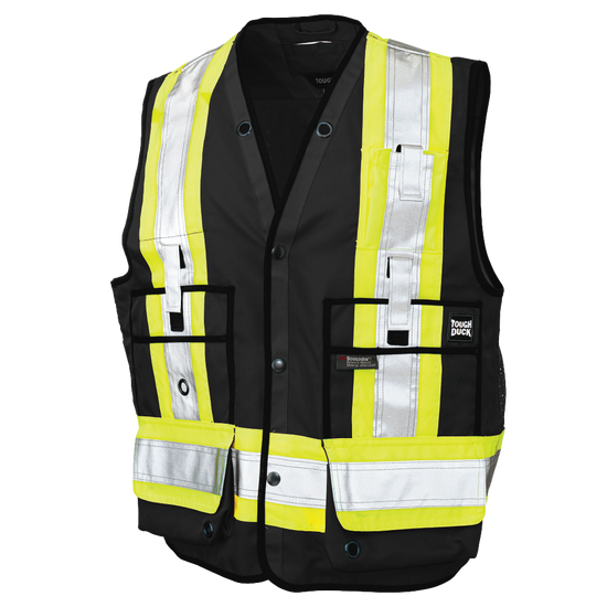 Black poly twill surveyor safety vest