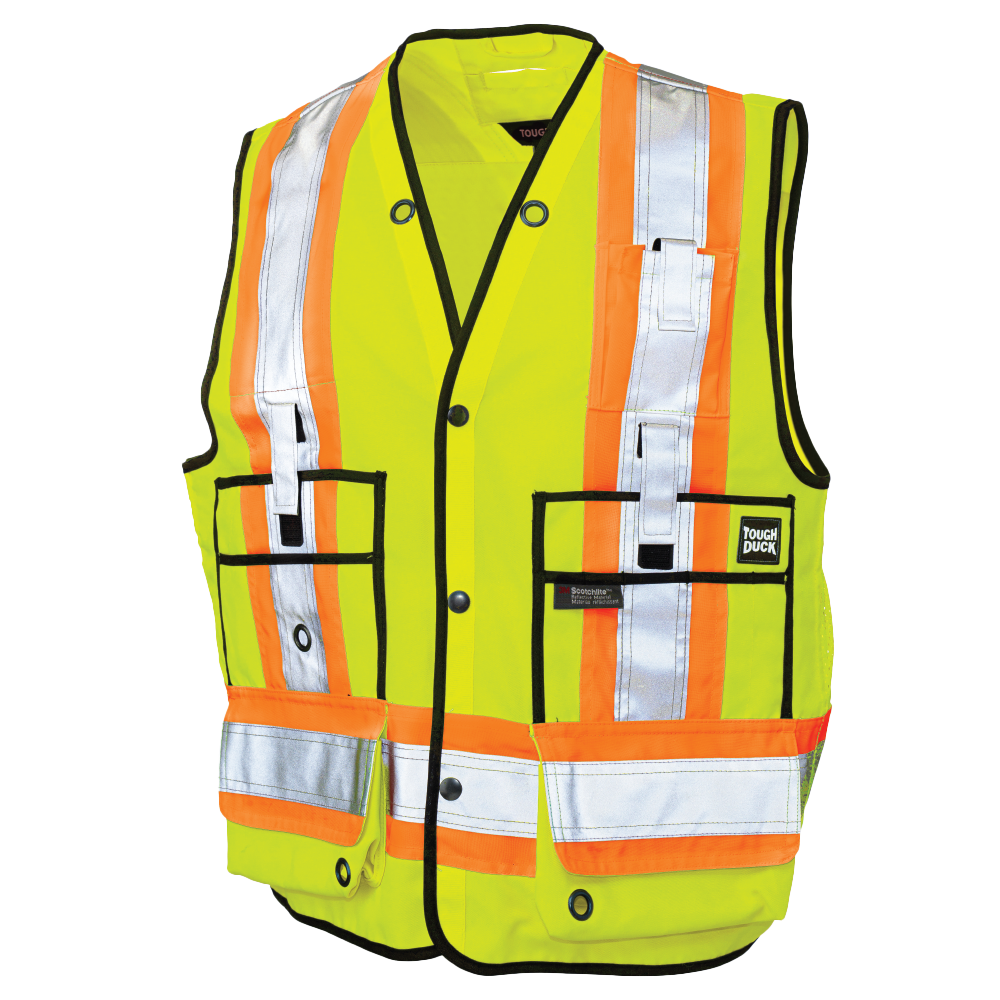 Fluorescent Green poly twill surveyor safety vest