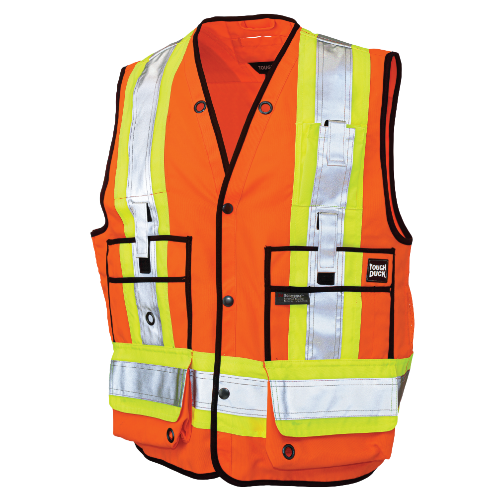 Fluorescent Orange poly twill surveyor safety vest
