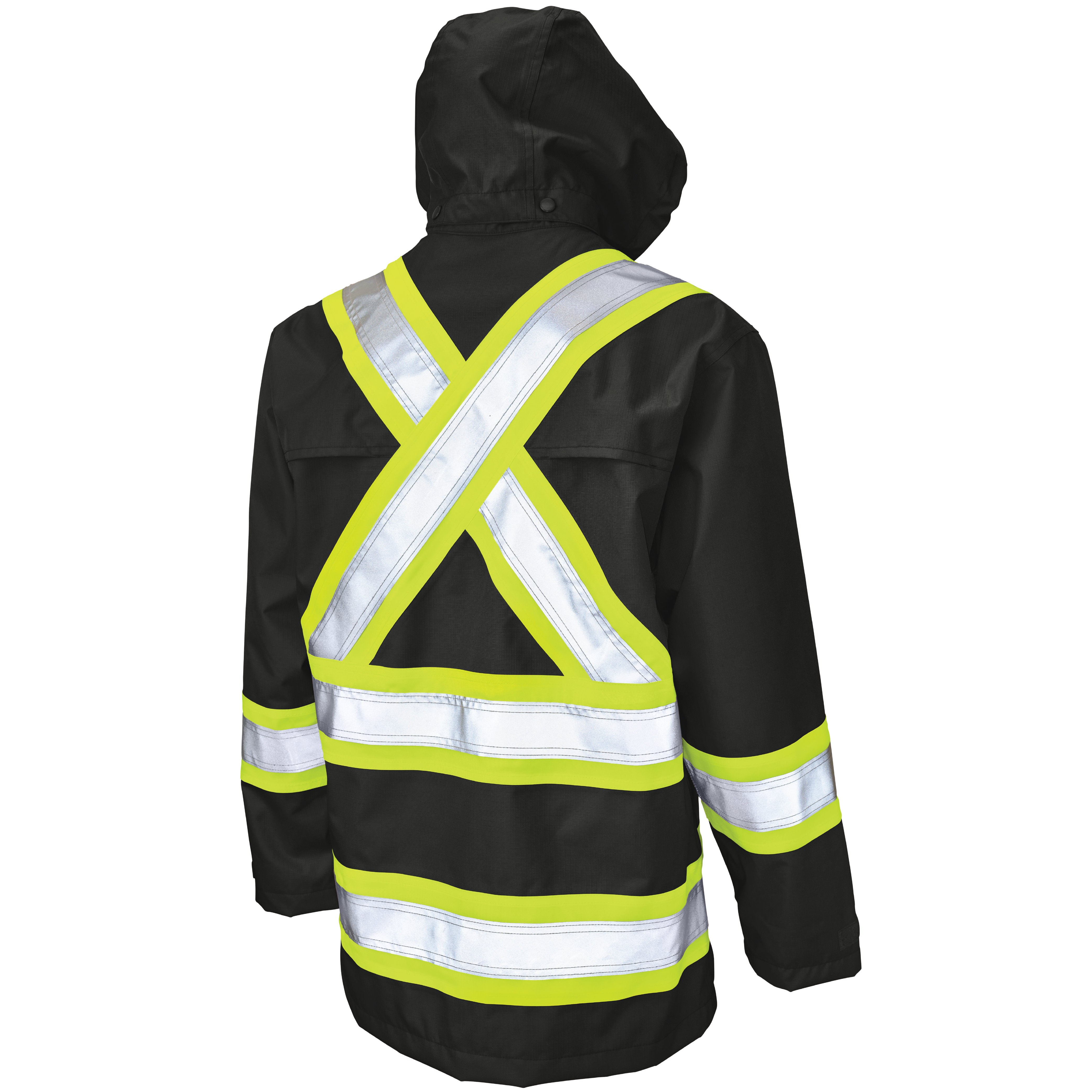 Black Ripstop Safety Rain Jacket S372 Back image