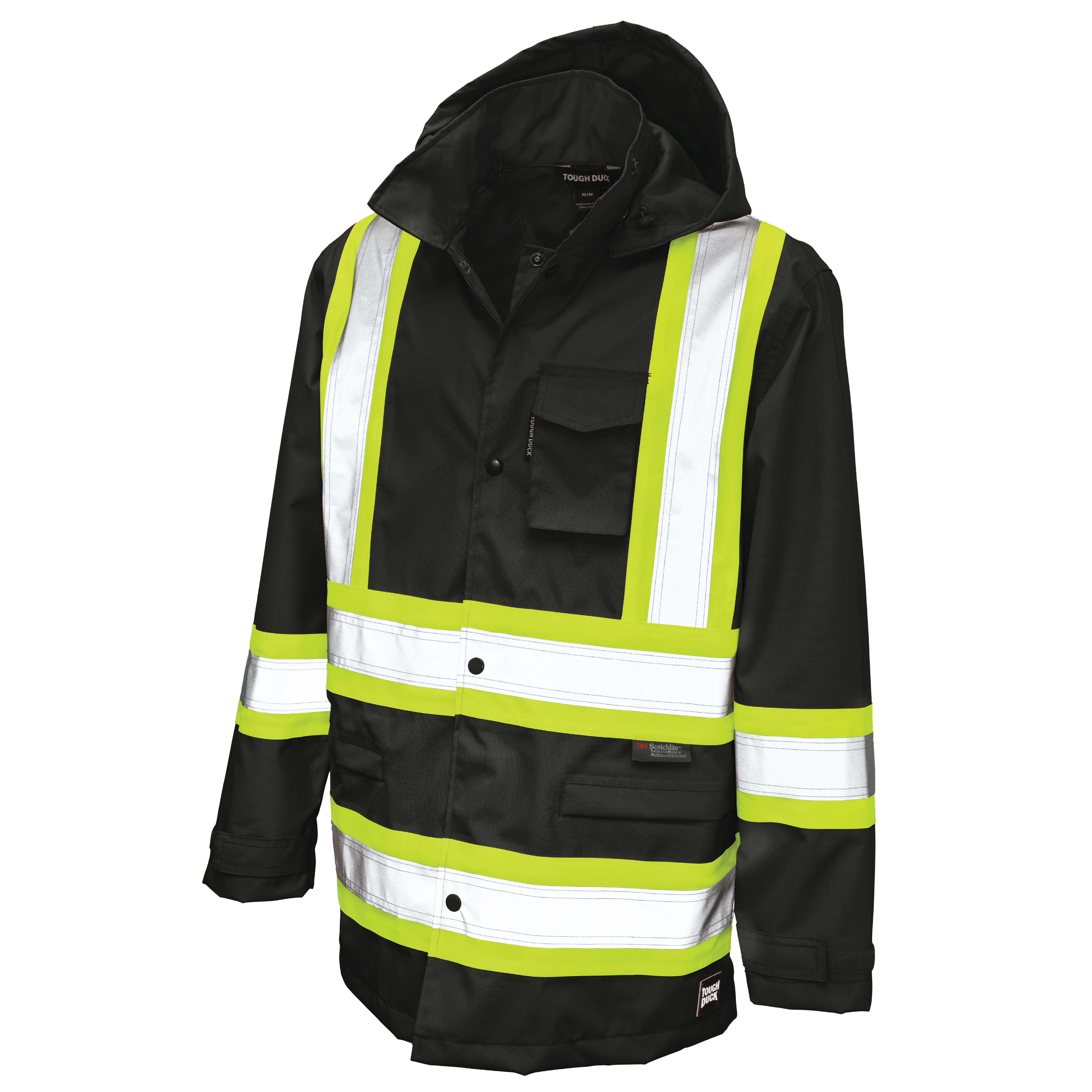 Black Ripstop Safety Rain Jacket S372 Front image