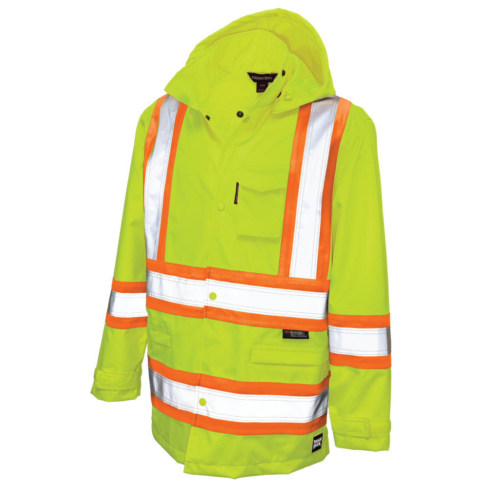 Fluorescent Green safety rain jacket