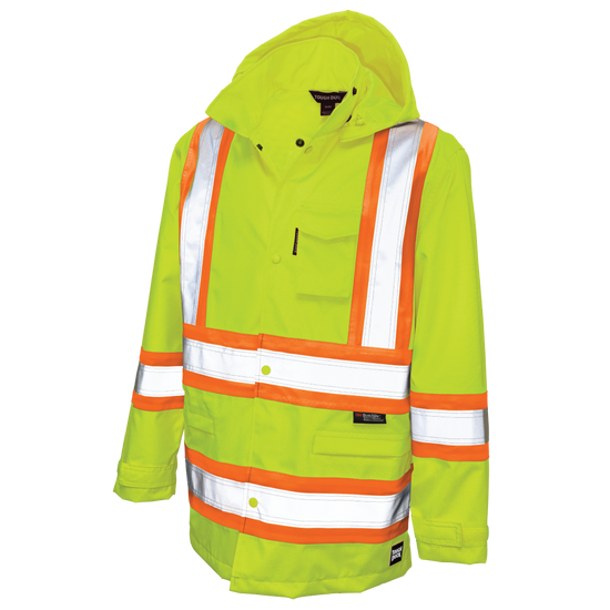 Fluorescent Green safety rain jacket