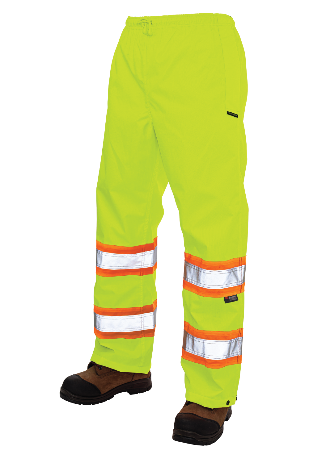 Fluorescent Green Pull-On Ripstop Safety Rain Pant S374 Front image