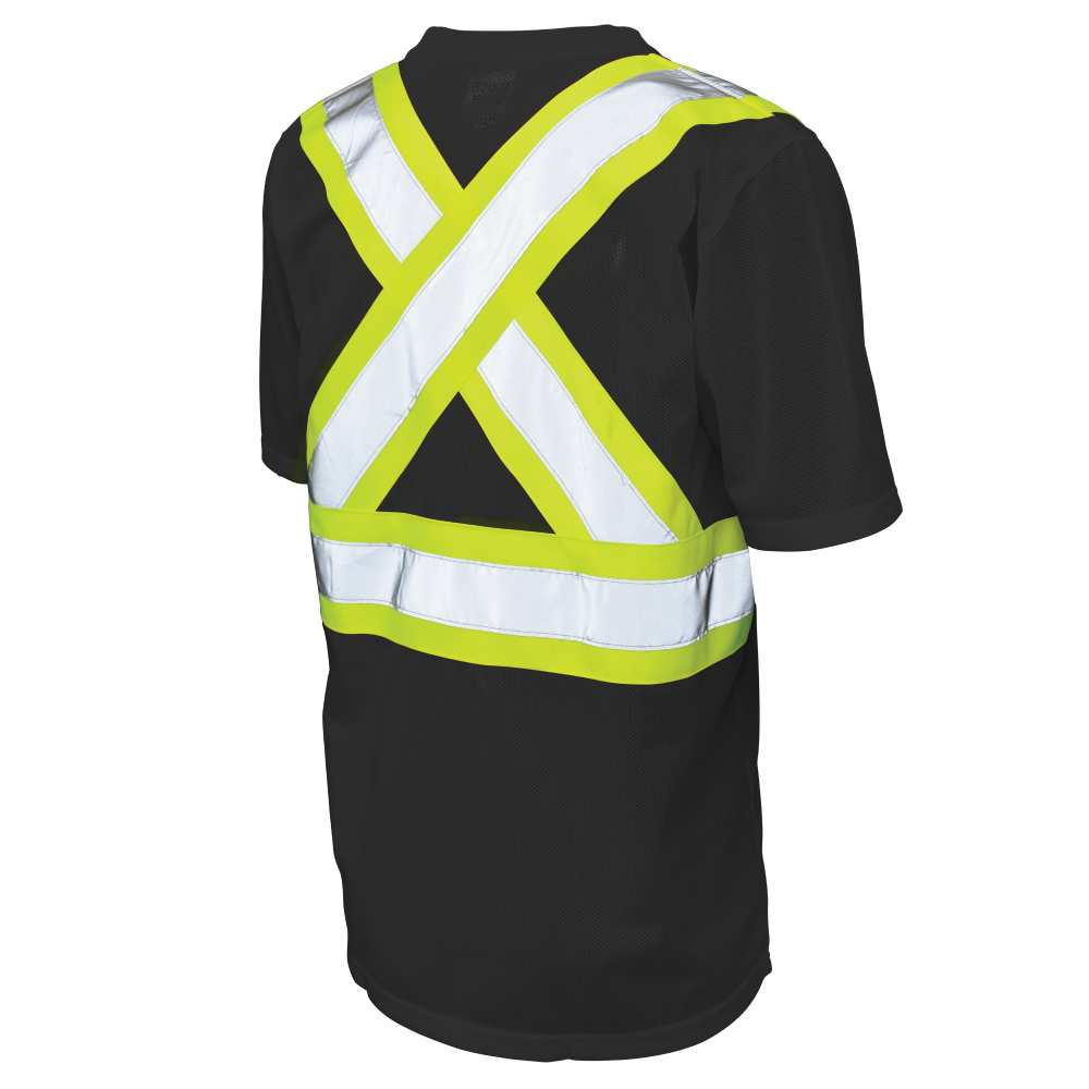 Back of Black micro mesh safety t-shirt