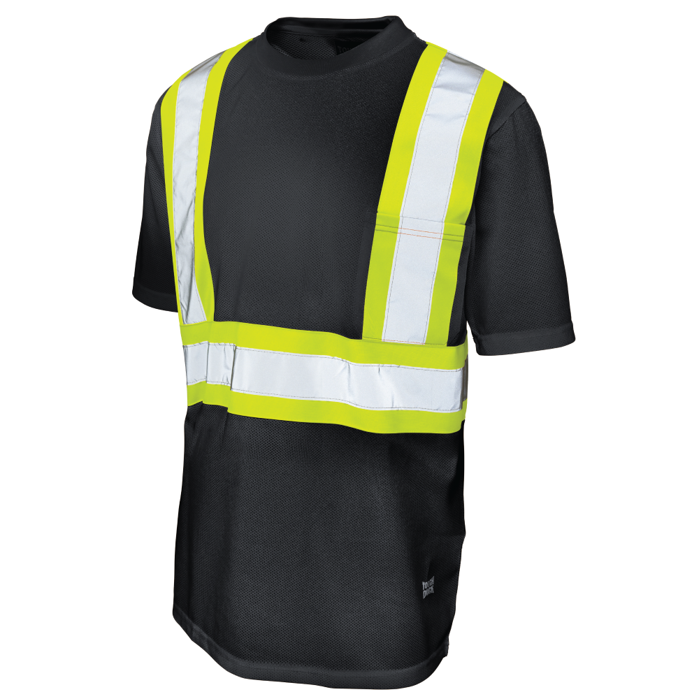 Black micro mesh safety t-shirt with pocket