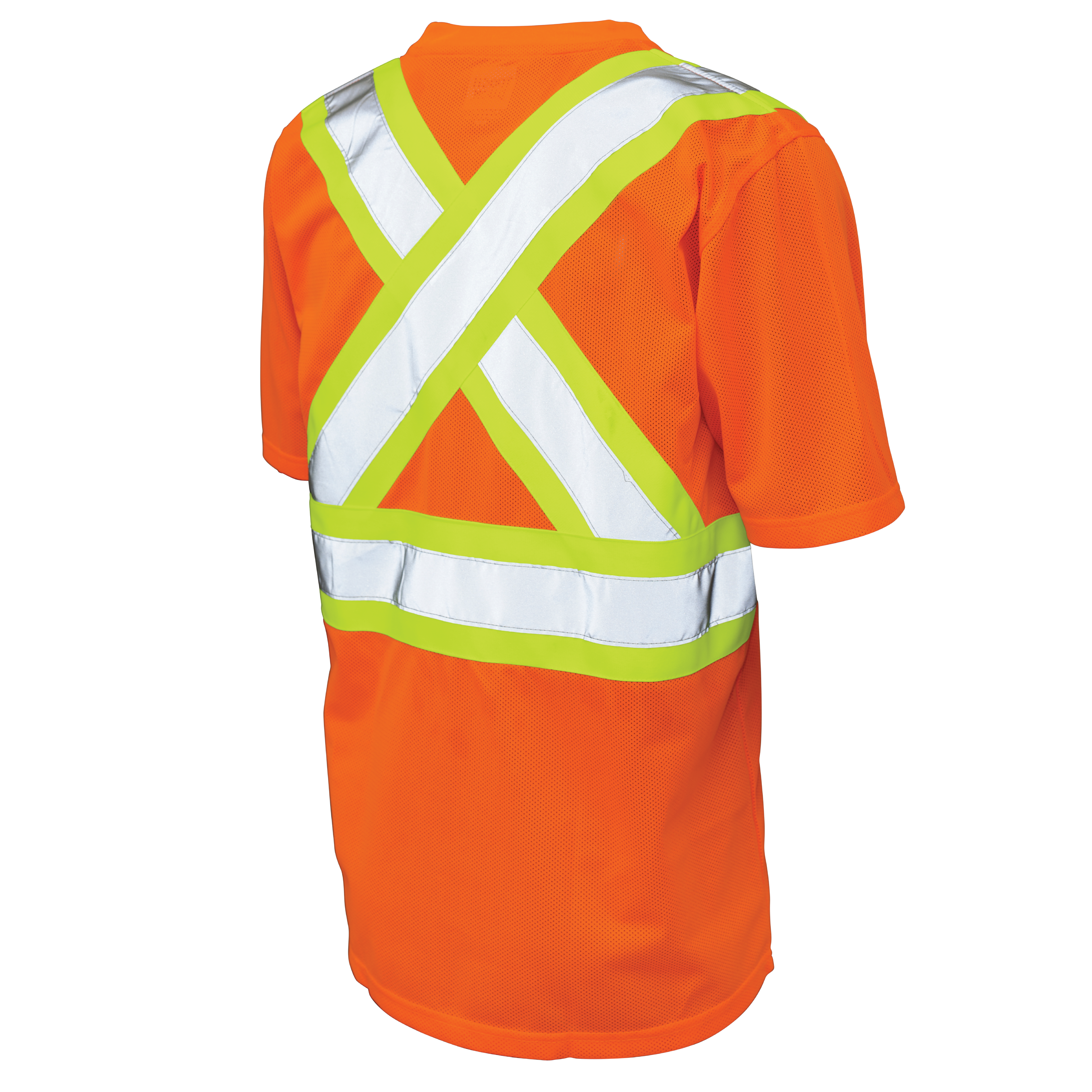 Fluorescent Orange Micro Mesh Short-Sleeve Safety T-Shirt with Pocket S392 Back image
