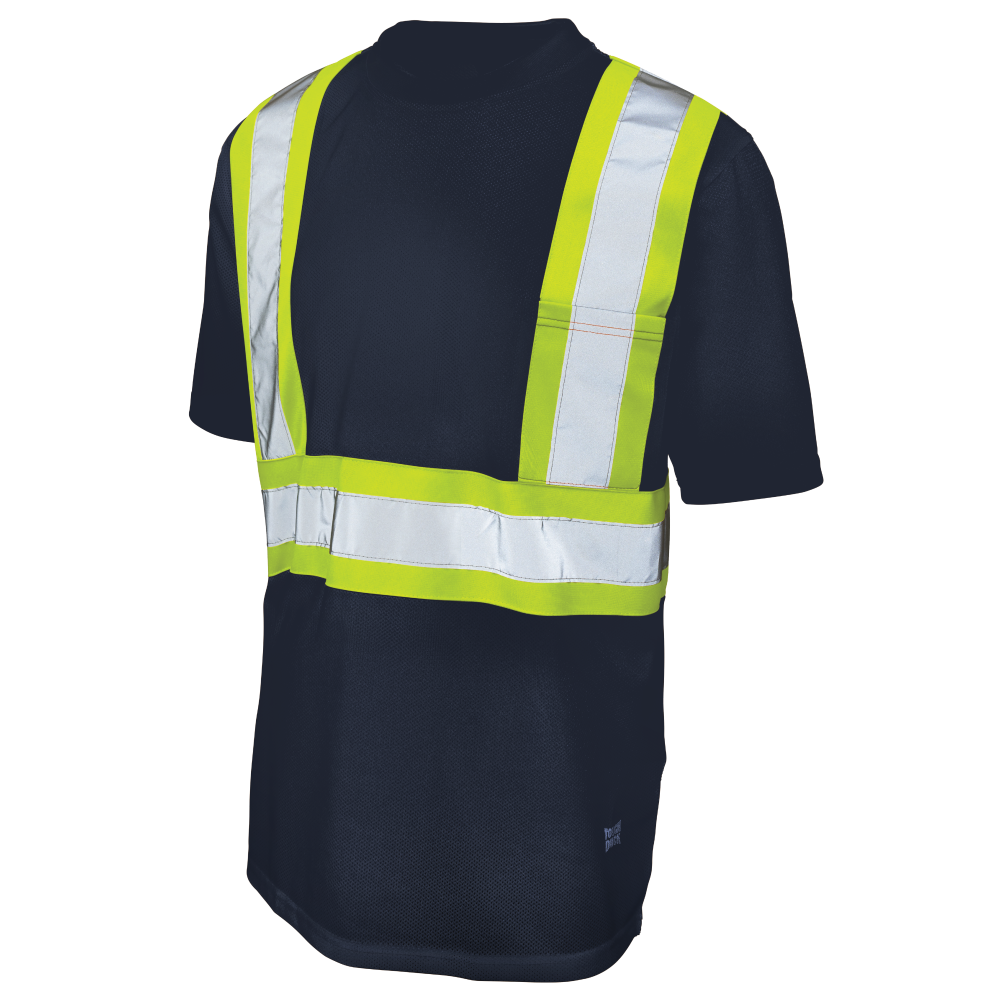 Navy micro mesh safety t-shirt with pocket