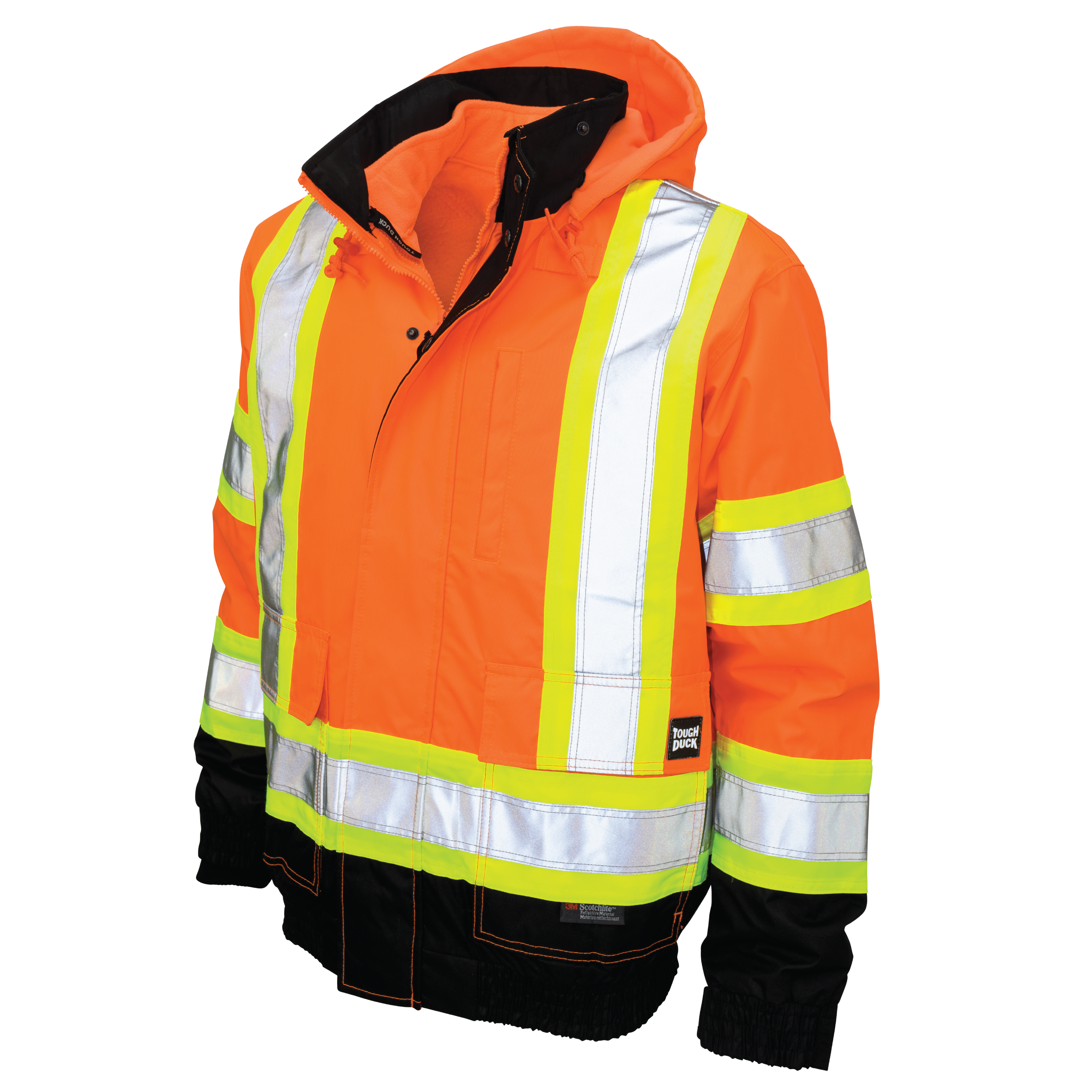 Fluorescent Orange Poly Oxford 3-In-1 Safety Bomber With Fleece Liner S413 Front image