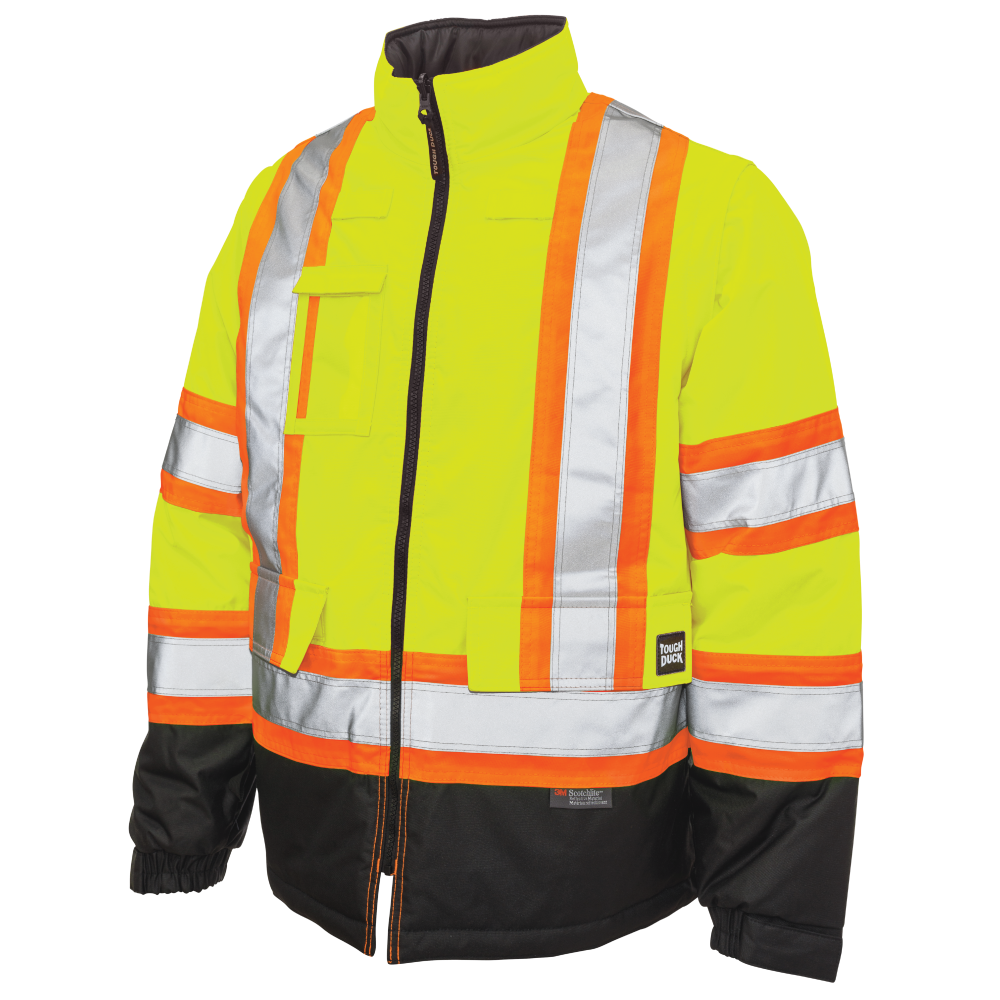 Inner jacket of Fluorescent Green poly oxford 5-in-1 safety jacket