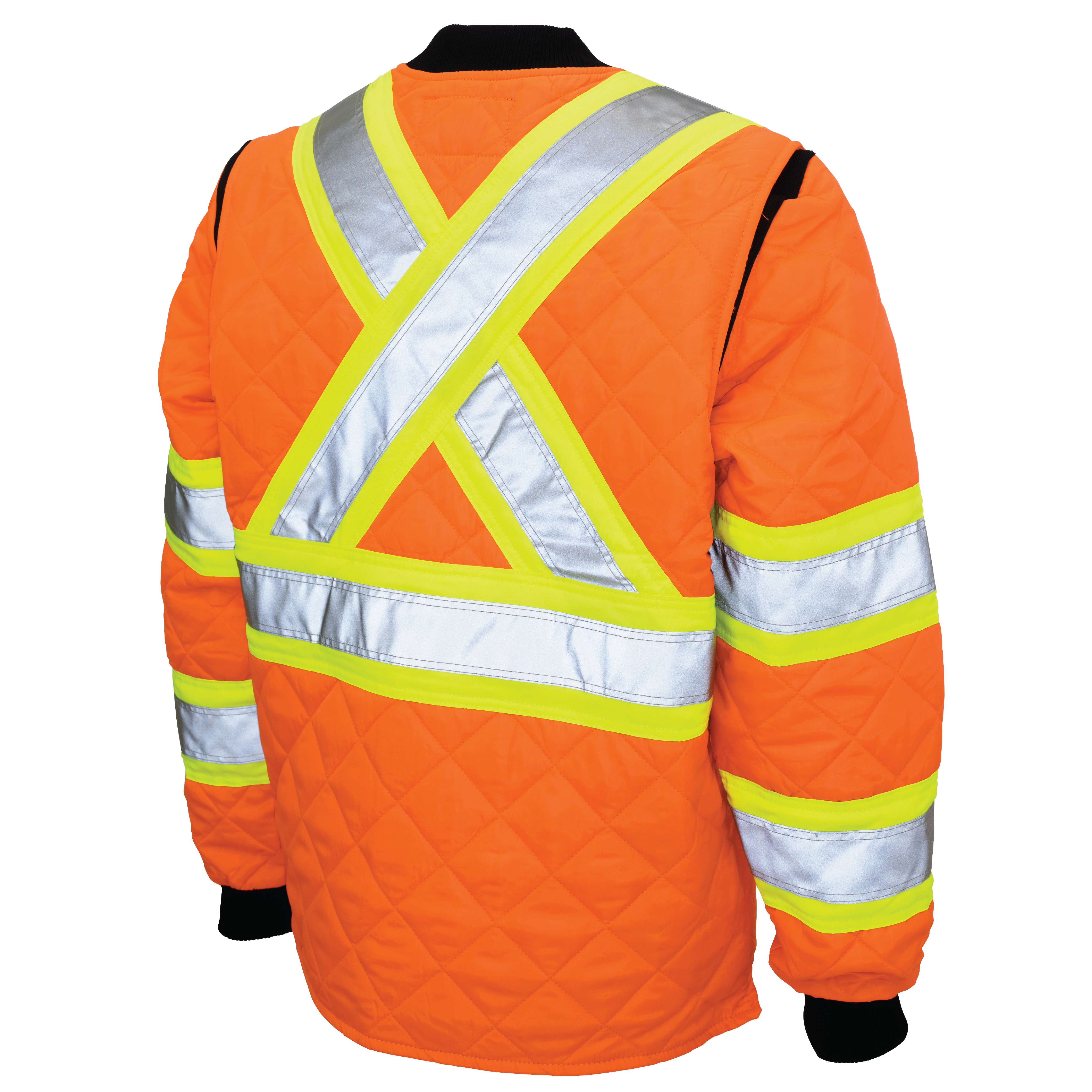 Fluorescent Orange Quilted Safety Freezer Jacket S432 Back image
