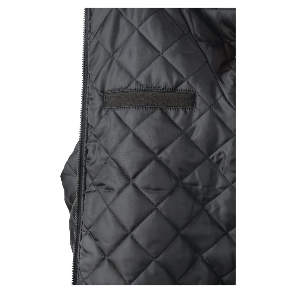 Lining pocket of Black insulated zip-up safety hoodie