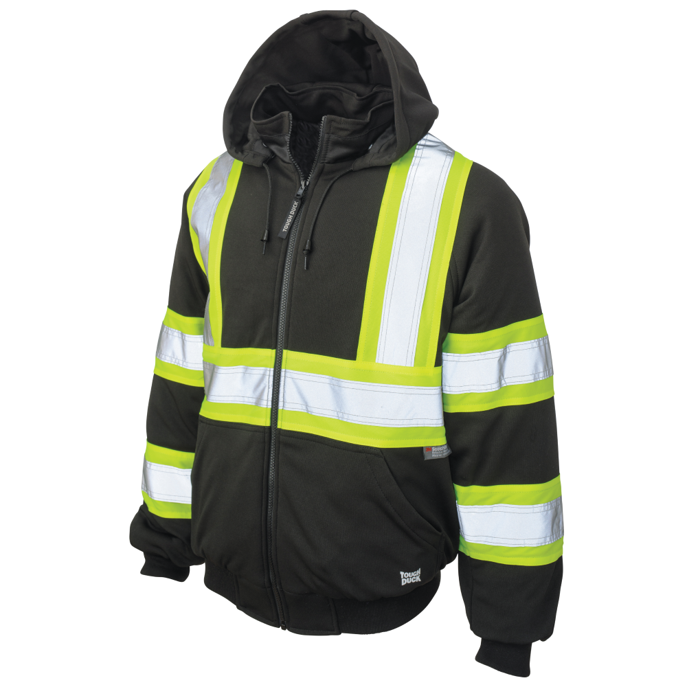 Black insulated zip-up safety hoodie