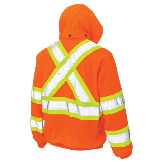 Fluorescent Orange  Fleece Unlined Safety Hoodie S494 Back image