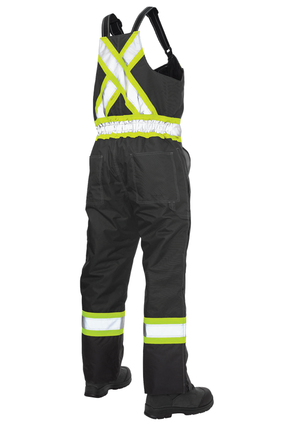 Back of Black ripstop insulated safety bib