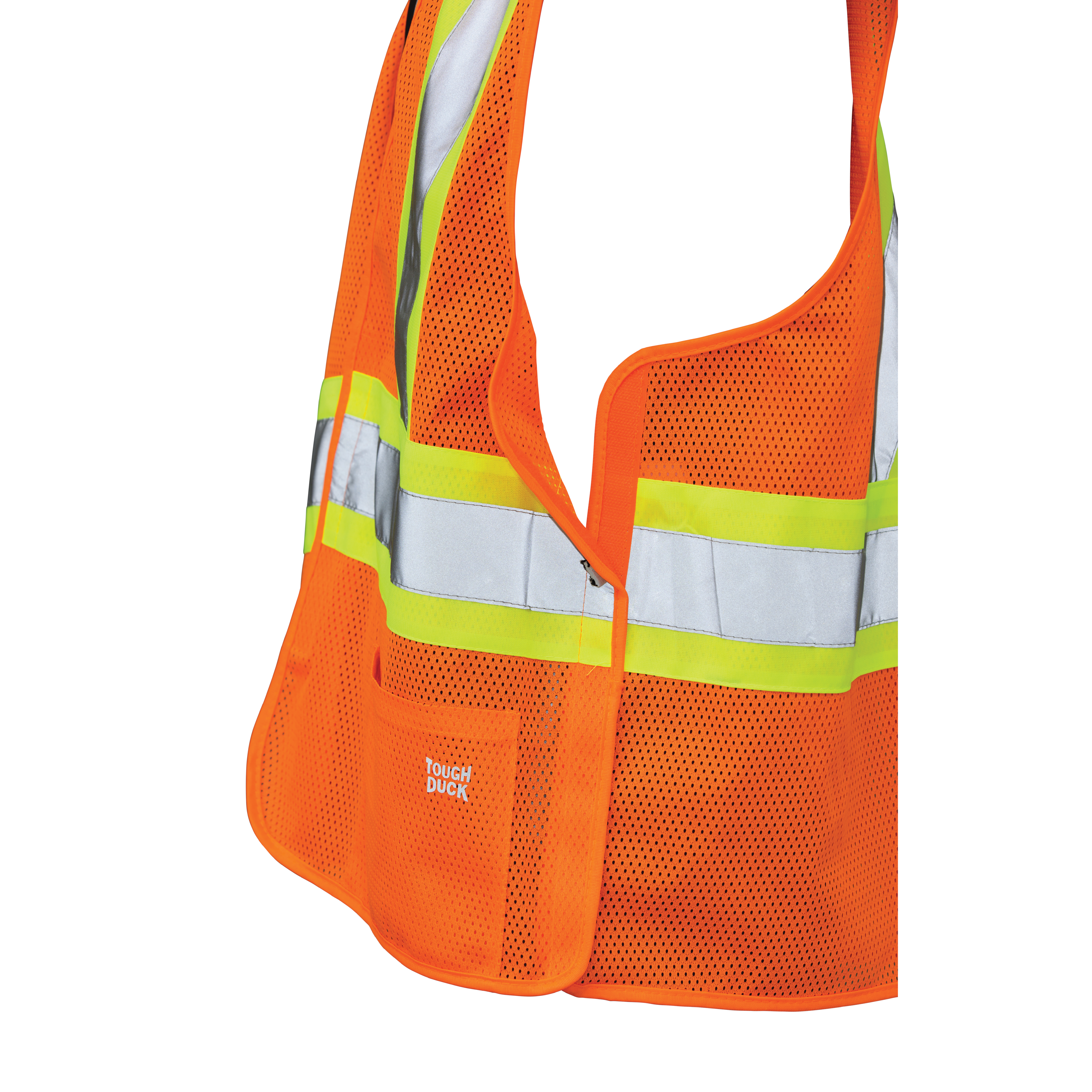 Fluorescent Orange Mesh 5-Point Tear-Away Safety Vest S9i0 Side seams image