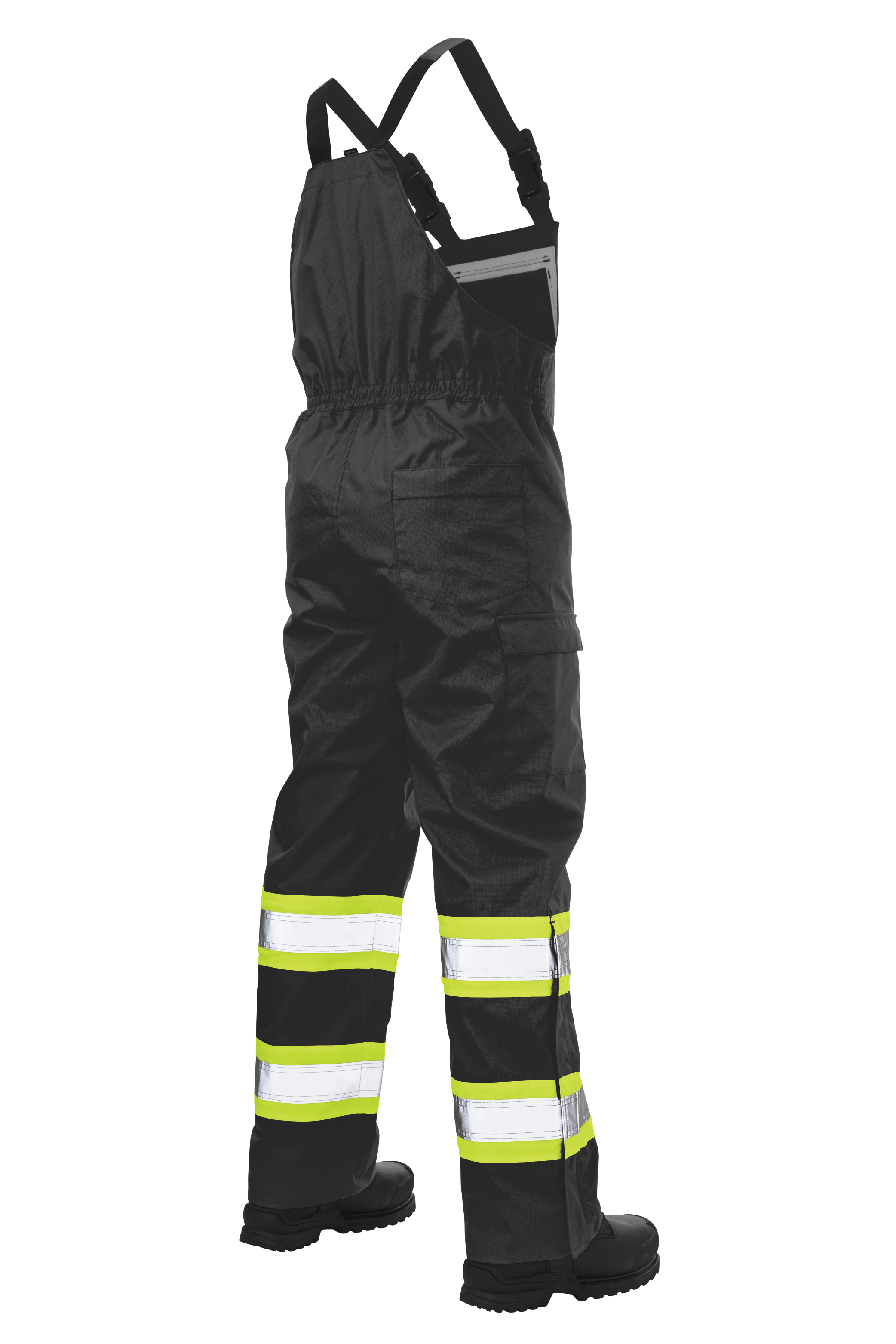 Black Ripstop Unlined Safety Rain Bib Overall SB04 Back image