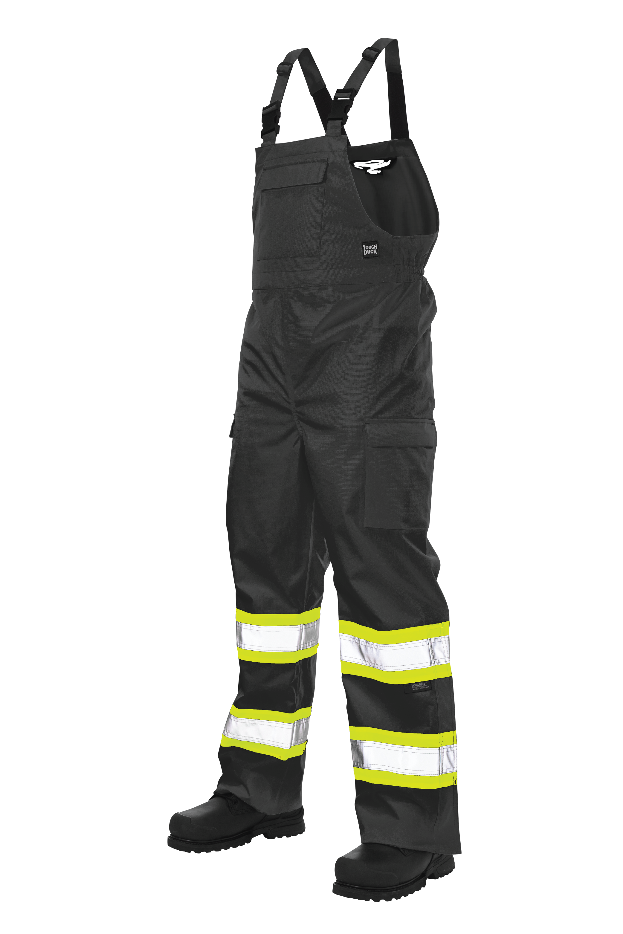 Black Ripstop Unlined Safety Rain Bib Overall SB04 Front image