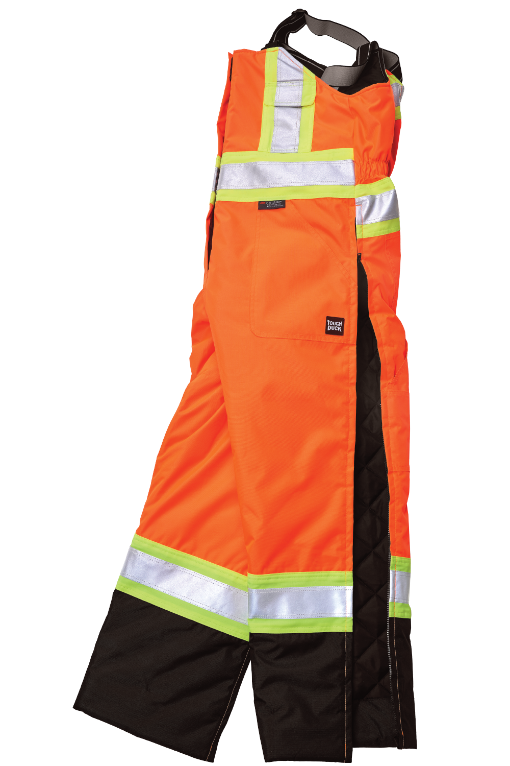 Fluorescent Orange Women's Poly Oxford Insulated Safety Bib SB08 2-way Side leg zippers image