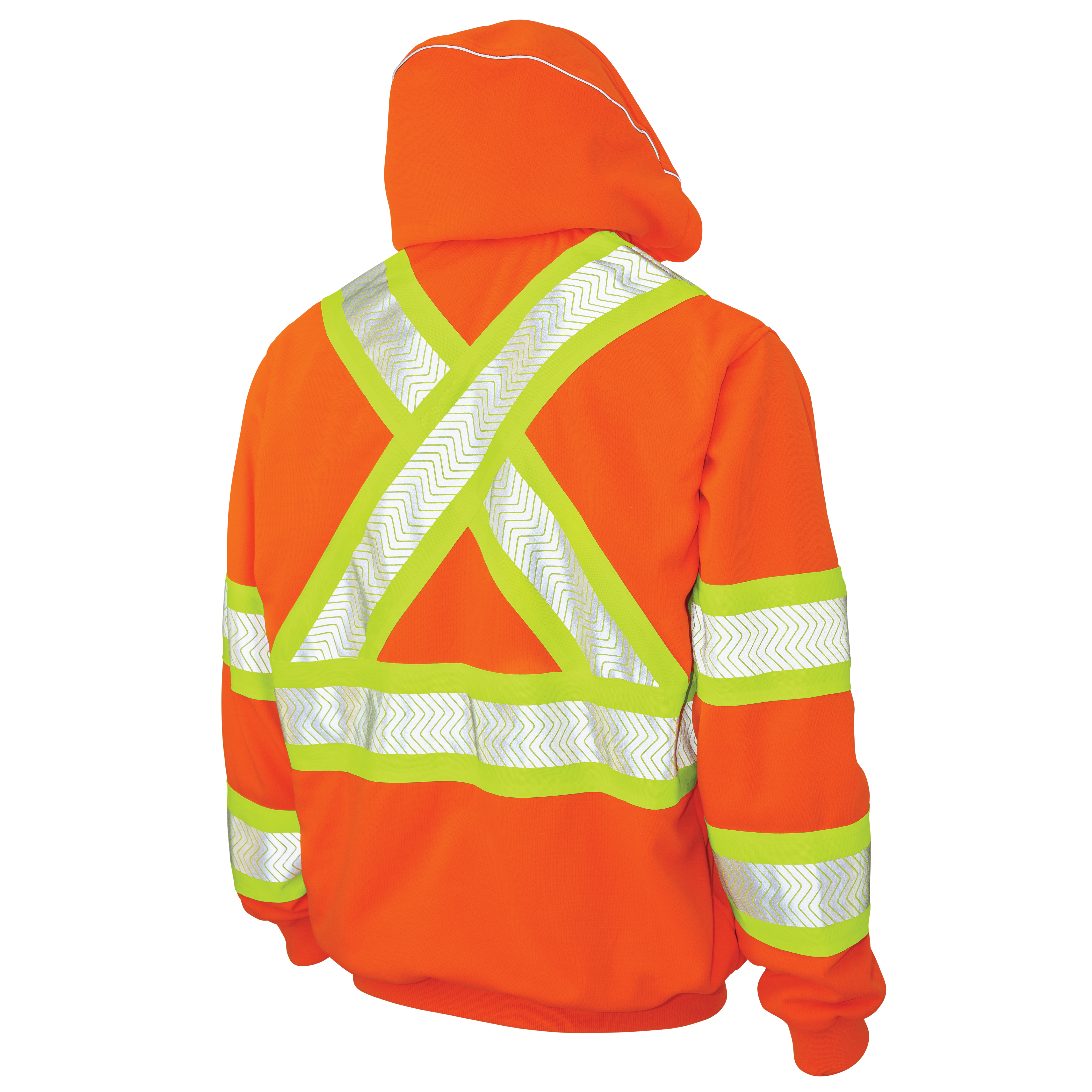 Fluorescent Orange Fleece Thermal-Lined Safety Hoodie SJ16 Back image