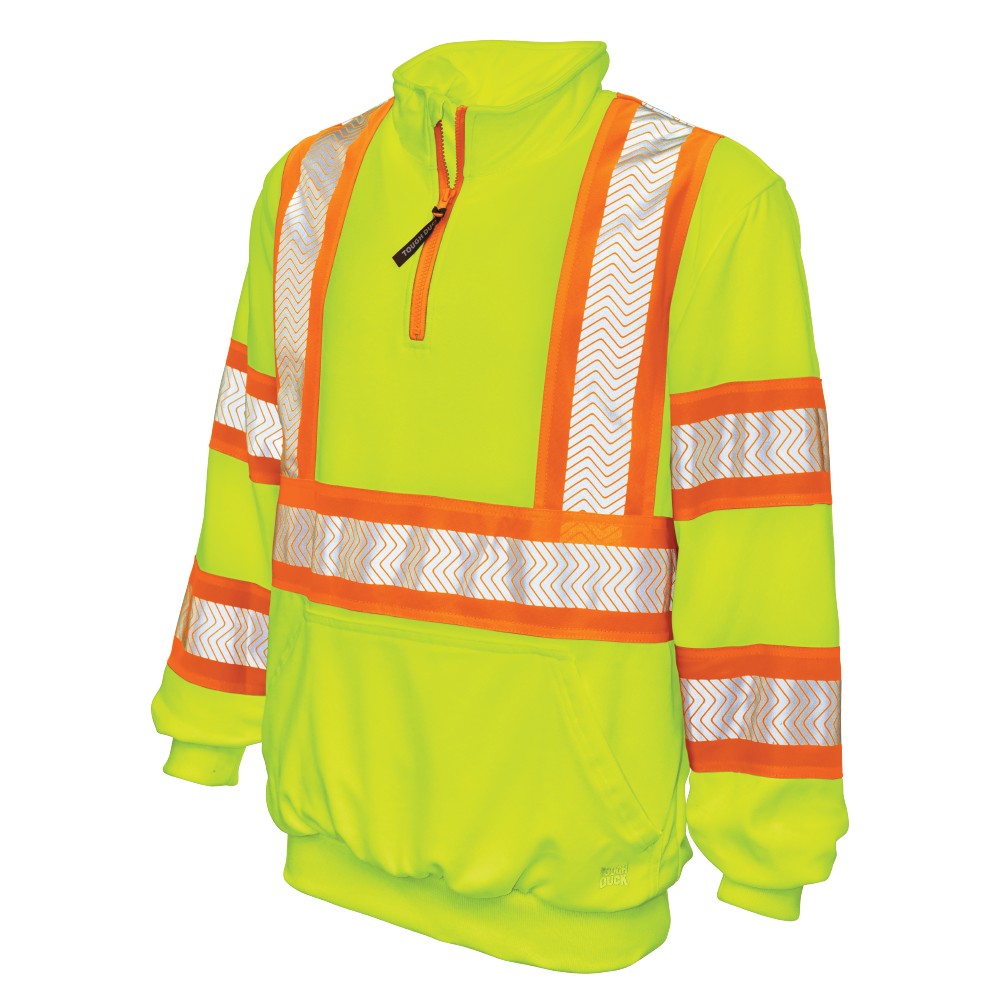 Hi-Vis Fleece 1/4-Zip Segmented Stretch Work Safety Pullover