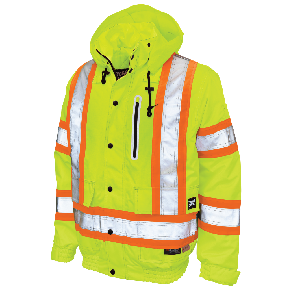 Fluorescent Green ripstop safety bomber jacket