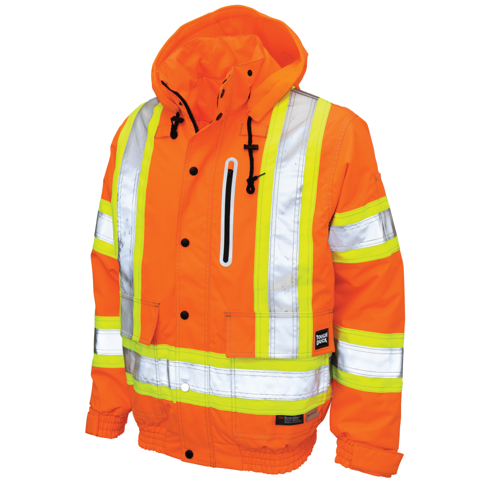 Fluorescent Orange ripstop safety bomber jacket