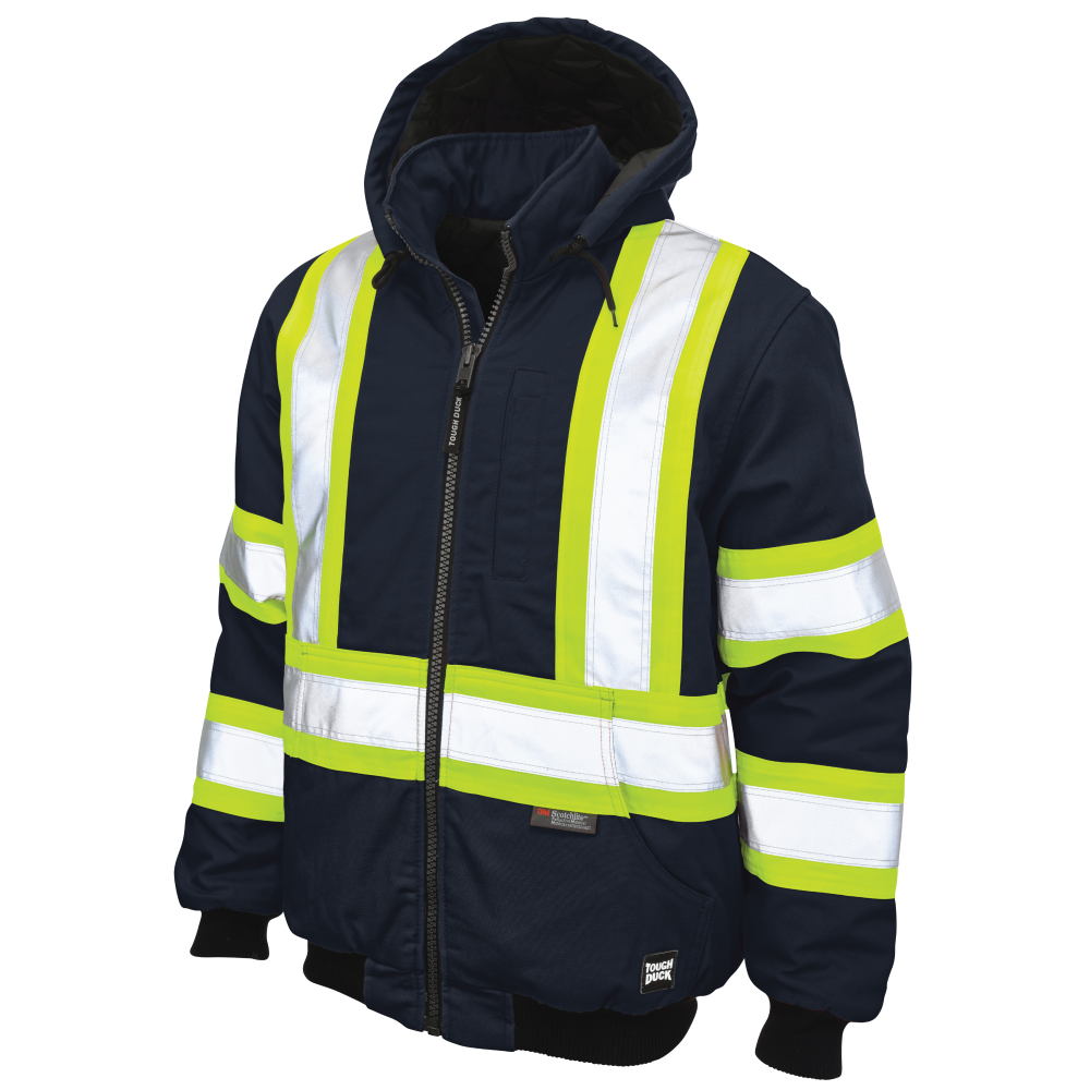 Navy duck safety bomber jacket