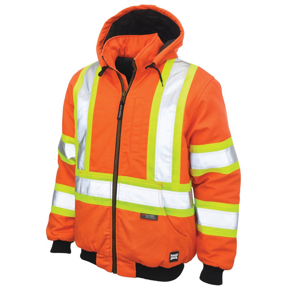 Orange duck safety bomber jacket