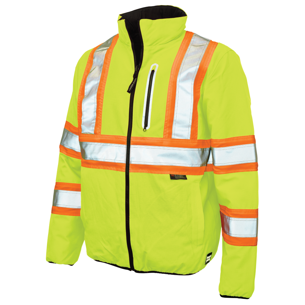 Fluorescent Green ripstop reversible safety jacket