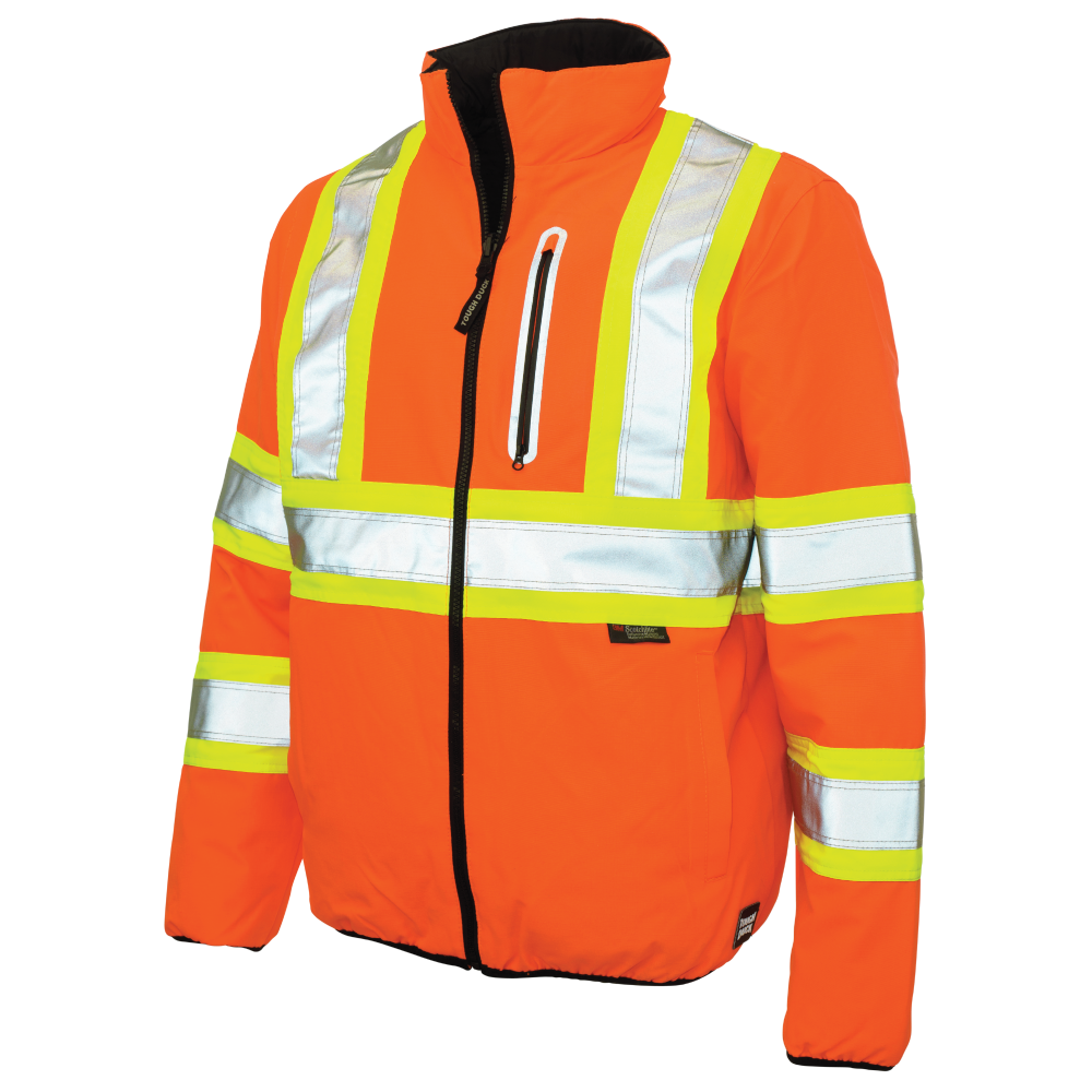 Fluorescent Orange ripstop reversible safety jacket