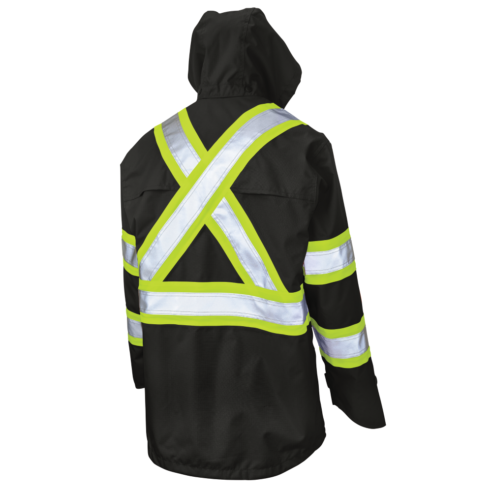 Back of Black premium ripstop safety jacket