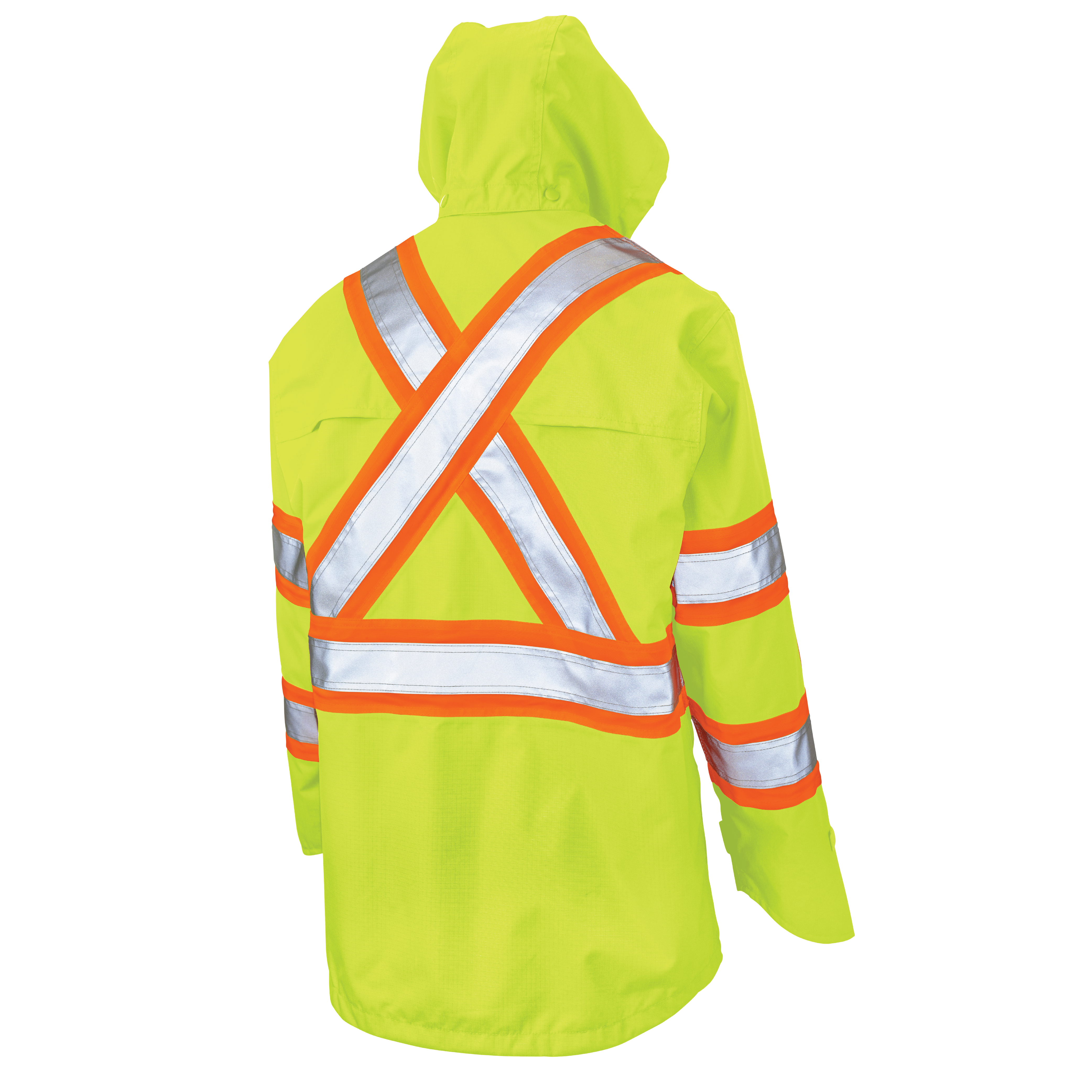 Fluorescent Green Premium Rip Stop Safety Rain Jacket SJ35 Back image